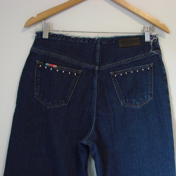 Sonia Rykiel Paris Ankle Crop Jeans Wide Leg High Rise Silver Studs EUR 40 or 31 - Picture 13 of 16